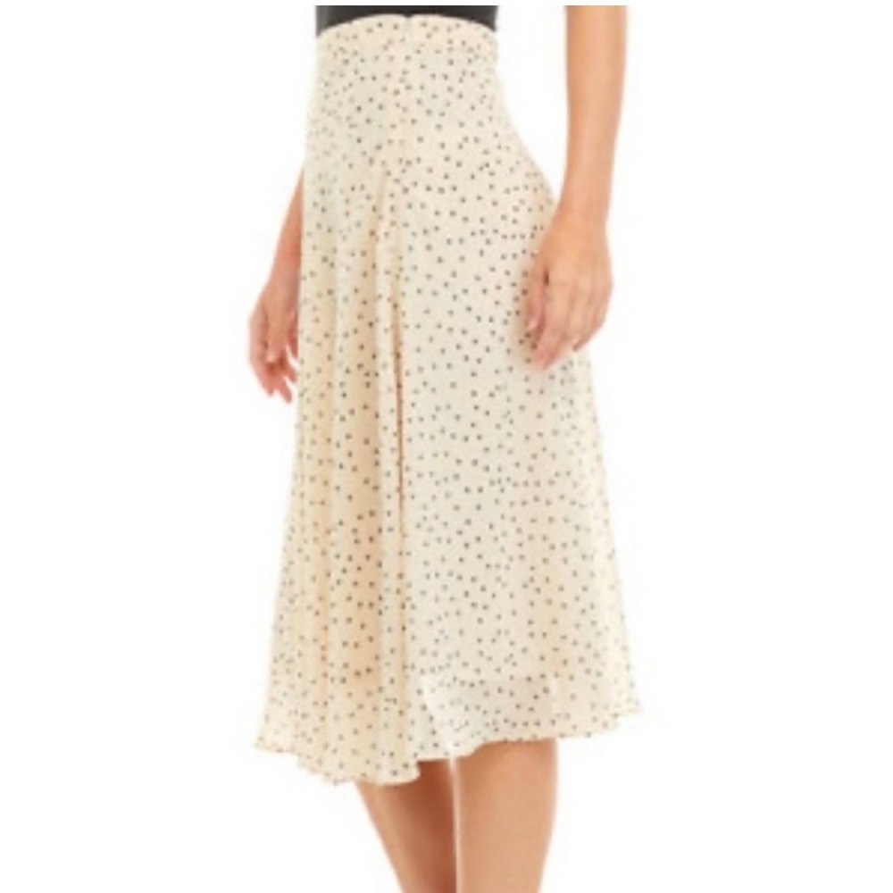 Philosophy Republic Clothing Polka Dot Midi Skirt Cream Black Size M NWT
